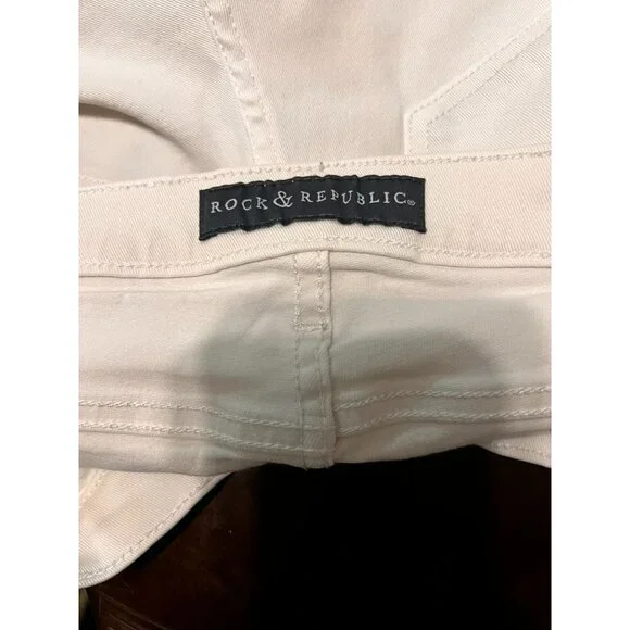 Women's Rock & Republic White Roll Cuff Jean Shorts Size 6 [EXCELLENT] - Picture 6 of 7